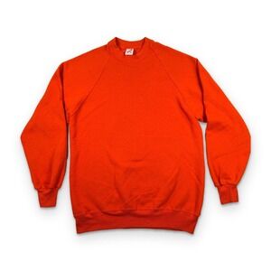 Vintage 90s Jerzees Blank Sweatshirt Mens XL Orange Made in USA Raglan Sleeve‎